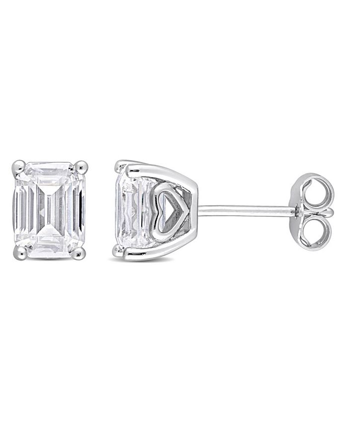 Macy s Emerald Cut Moissanite Stud Earrings 2 ct. t.w with Heart