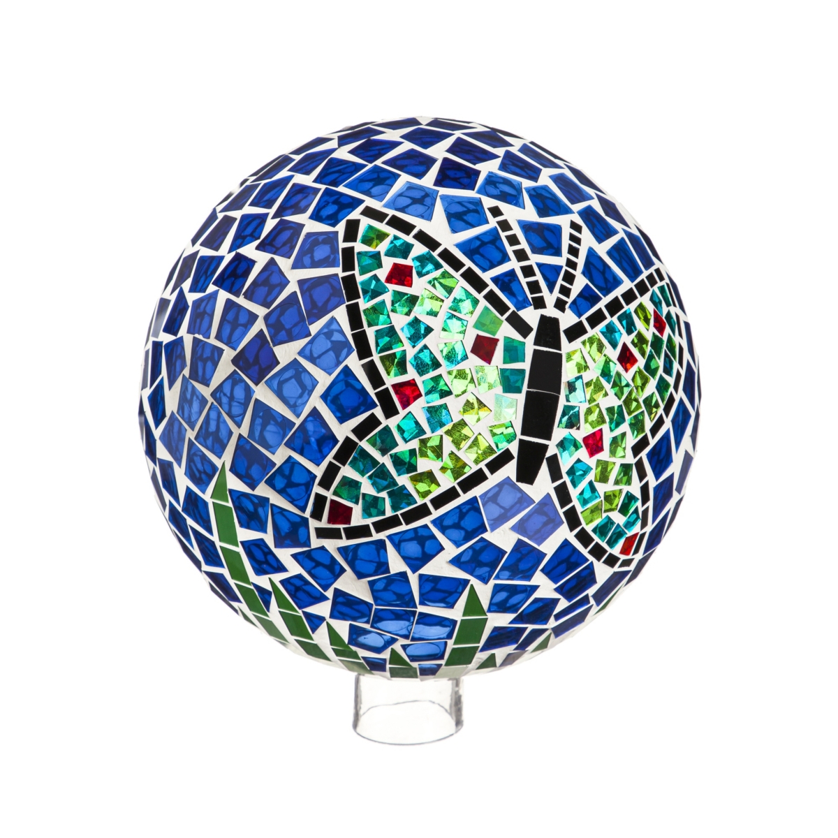 Evergreen 10" Mosaic Glass Gazing Ball, Teal Butterfly Garden And Yard Decor In Multicolored
