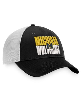 Men's Black, White Michigan Wolverines Stockpile Trucker Snapback Hat