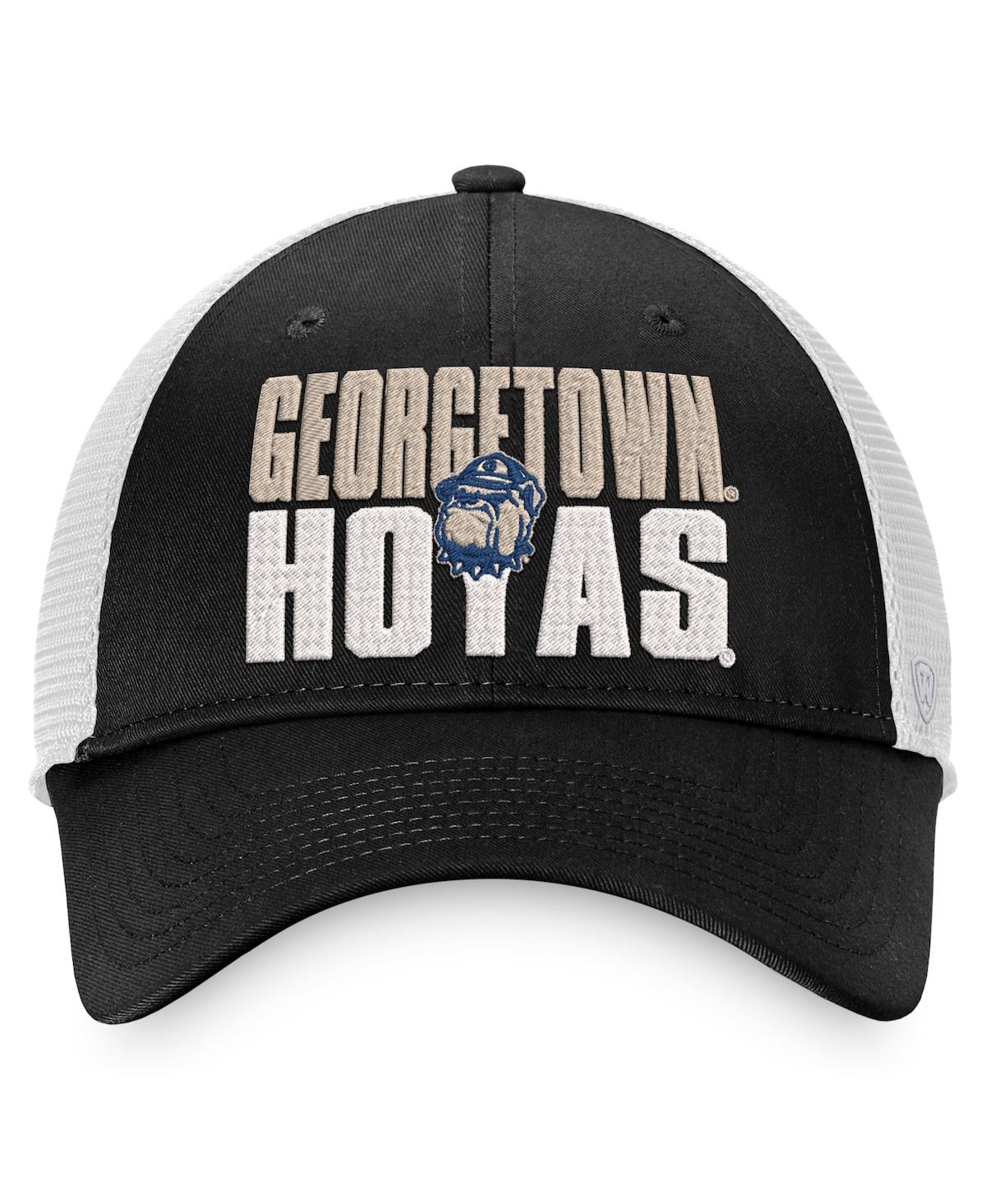Top Of The World Men's  Black, White Georgetown Hoyas Stockpile Trucker Snapback Hat In Black,white