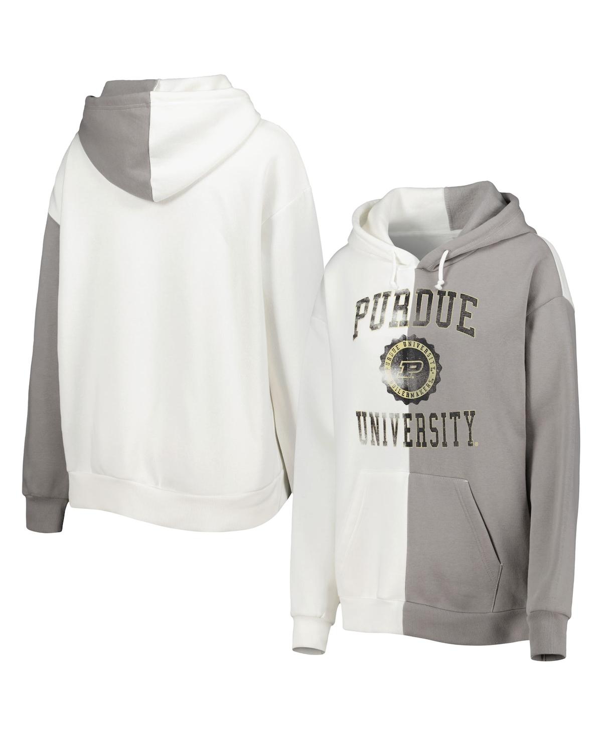 Shop Gameday Couture Women's  Gray, White Purdue Boilermakers Split Pullover Hoodie In Gray,white