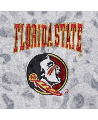 Women's Heather Gray Florida State Seminoles Leopard Quarter-Zip Sweatshirt