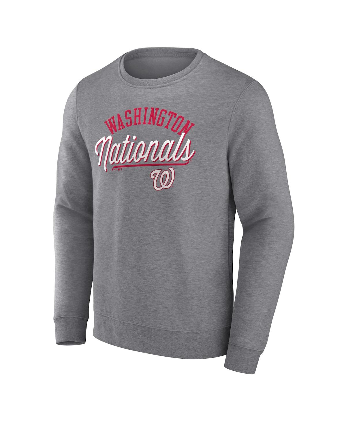 Shop Fanatics Men's  Heather Gray Washington Nationals Simplicity Pullover Sweatshirt