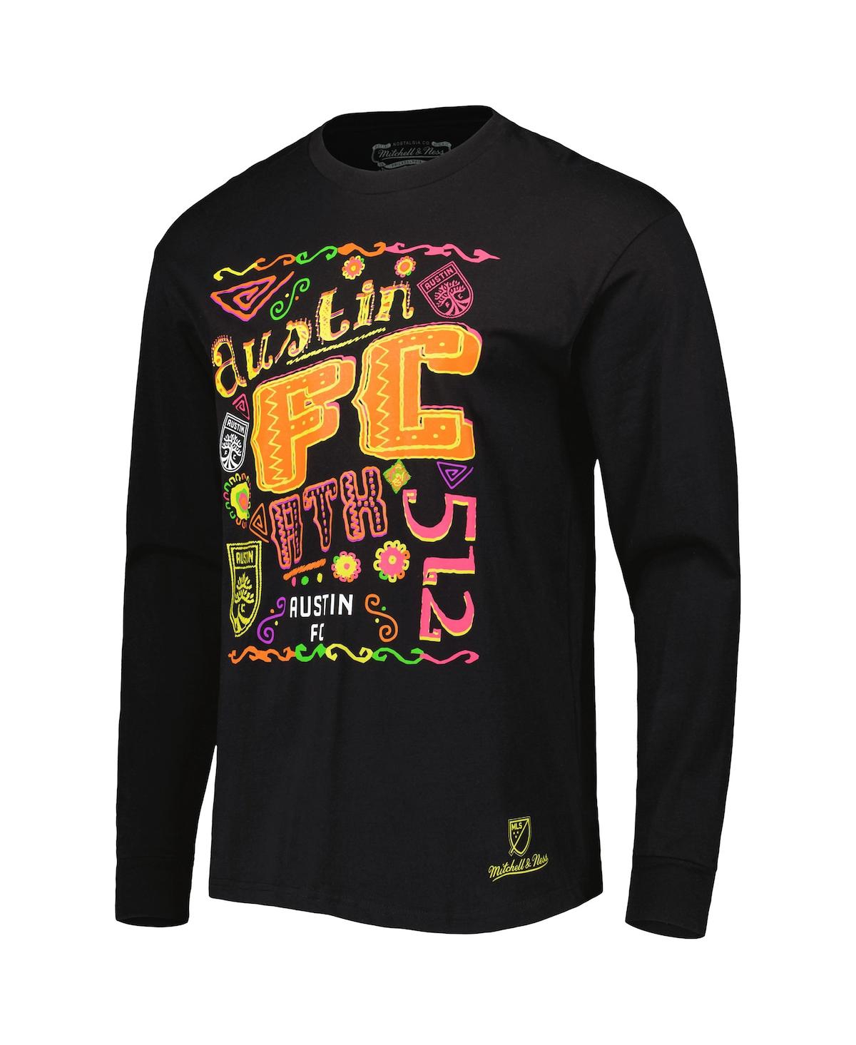 Shop Mitchell & Ness Men's  Black Austin Fc Papel Picado Long Sleeve T-shirt