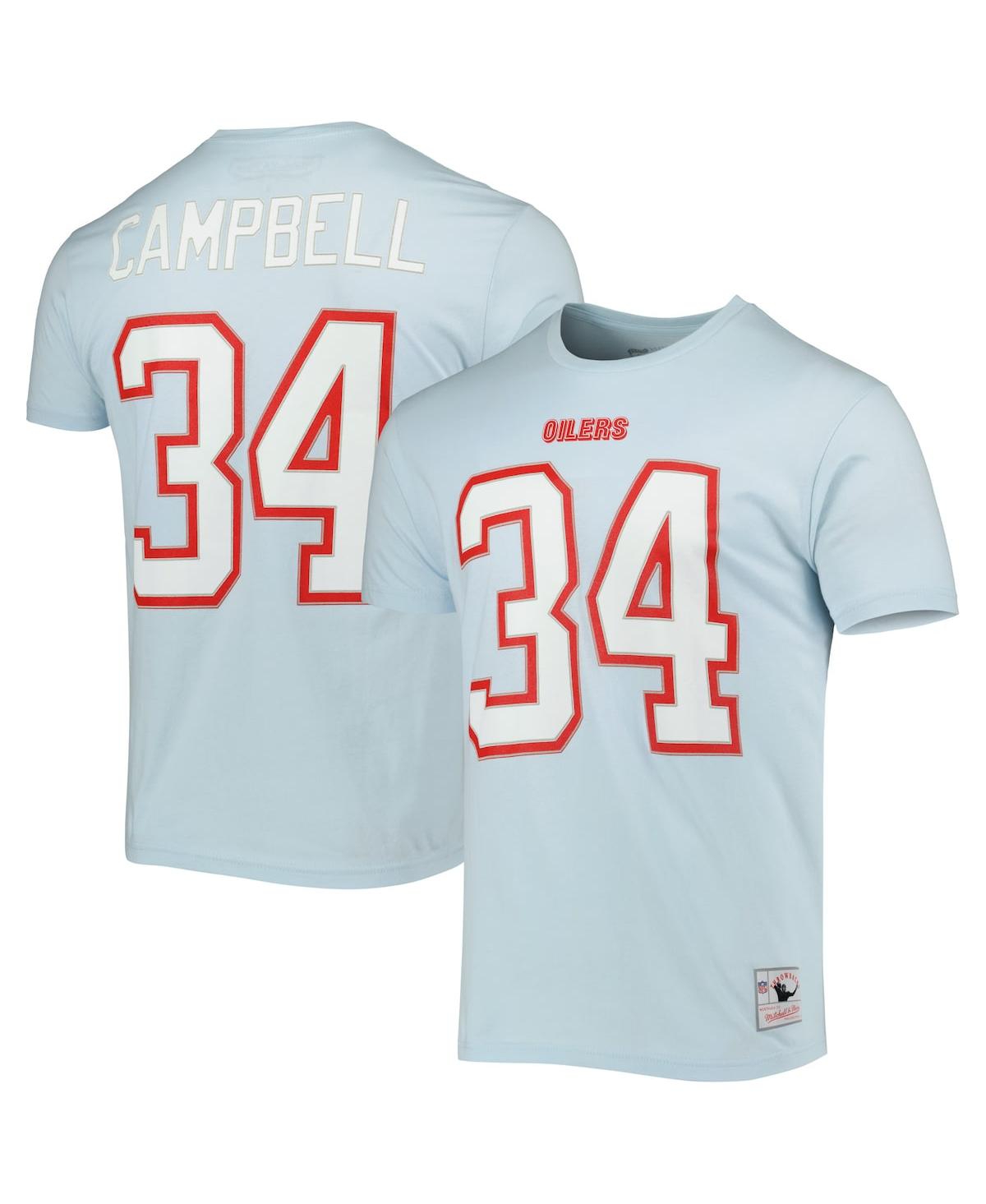 Mitchell & Ness Men's  Earl Campbell Light Blue Houston Oilers Retired Player Logo Name And Number T-