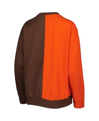Women's Orange, Brown Cleveland Browns Big Face Pullover Sweatshirt
