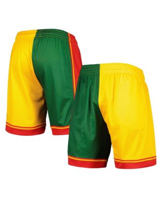 Men's Green, Gold Seattle SuperSonics Hardwood Classics 1995 Split Swingman Shorts