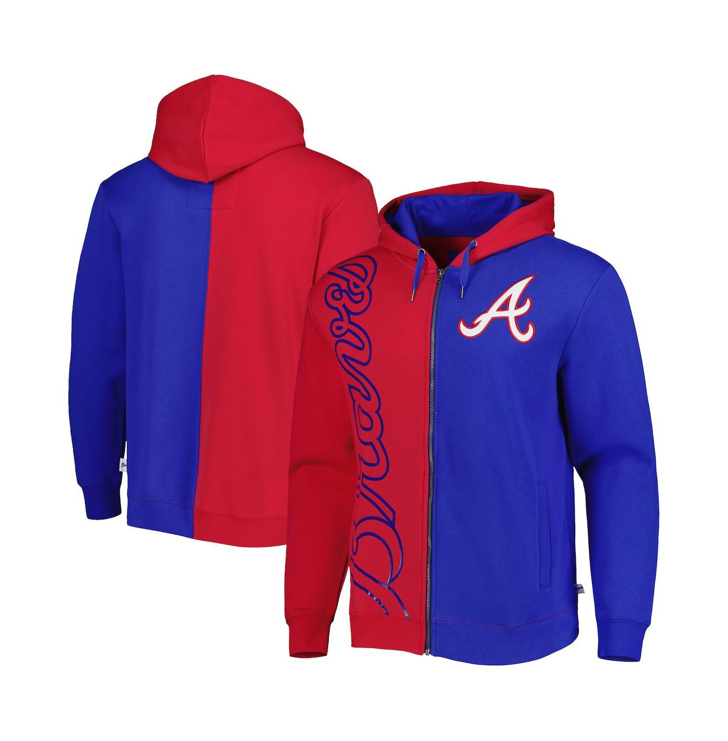 Мужское худи Mitchell & Ness Red, Royal Atlanta Braves Fleece Full-Zip — фото 1