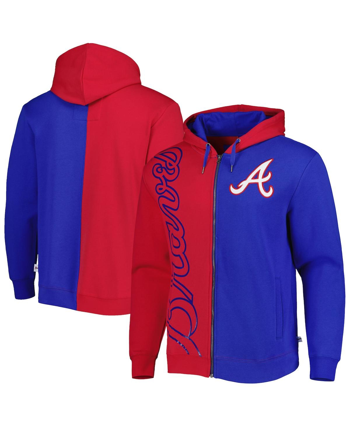 Mitchell & Ness Men's  Red, Royal Atlanta Braves Fleece Full-zip Hoodie In Red,royal