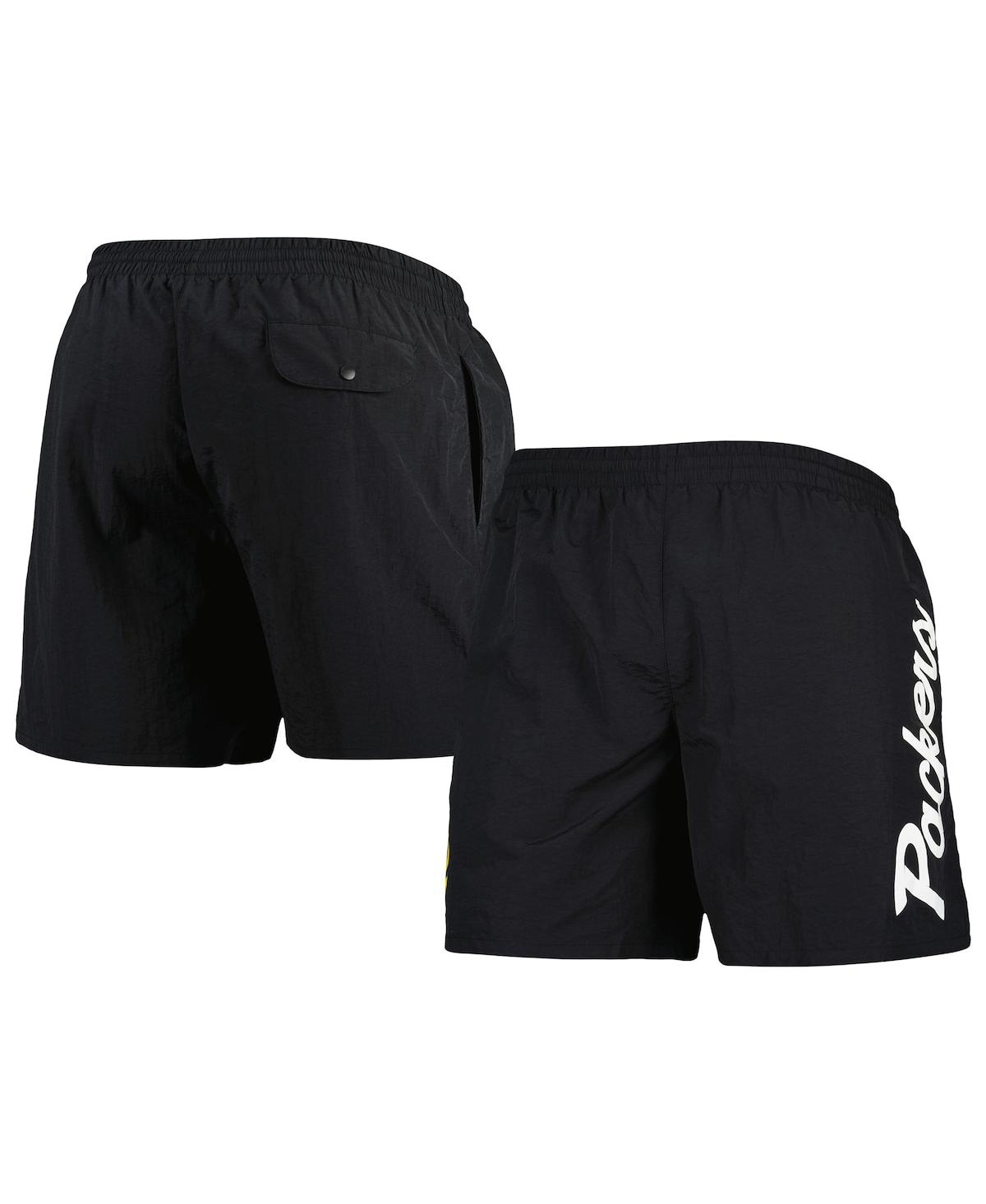 Mitchell & Ness Men's  Black Green Bay Packers Team Essentials Nylon Shorts In Black