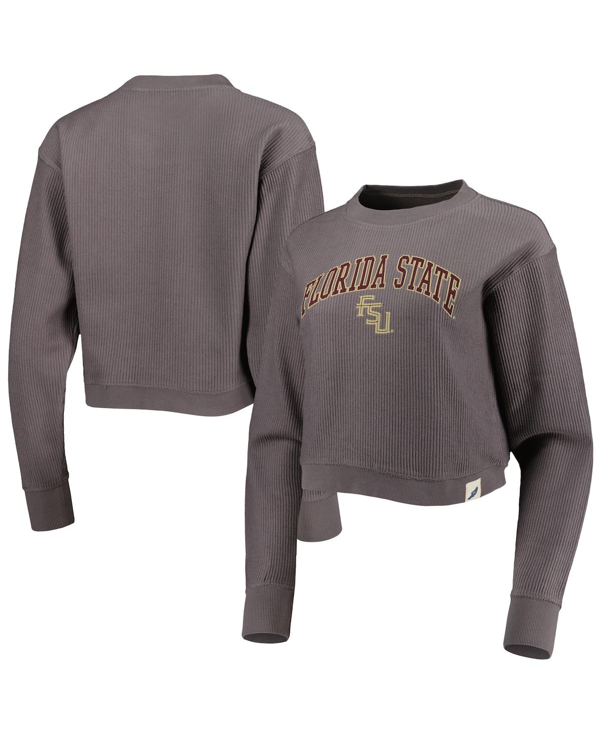 League Collegiate Wear Women's  Gray Florida State Seminoles Classic Campus Corded Timber Sweatshirt