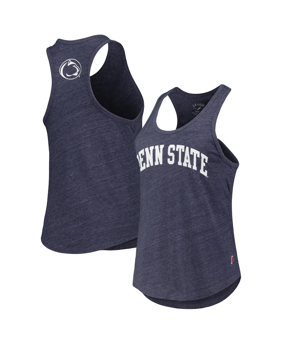 Women's League Collegiate Wear Heather Navy Penn State Nittany Lions Two-Hit Intramural Tri-Blend Scoop Neck Racerback Tank Top - Heather Navy