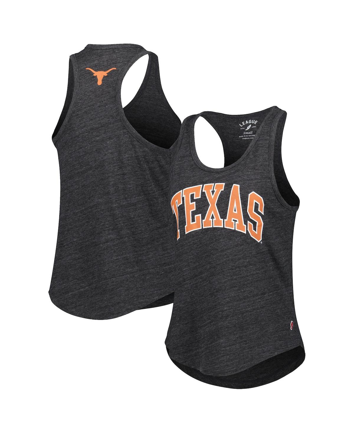 Women's League Collegiate Wear Black Texas Longhorns Two-Hit Intramural Tri-Blend Scoop Neck Racerback Tank Top - Black