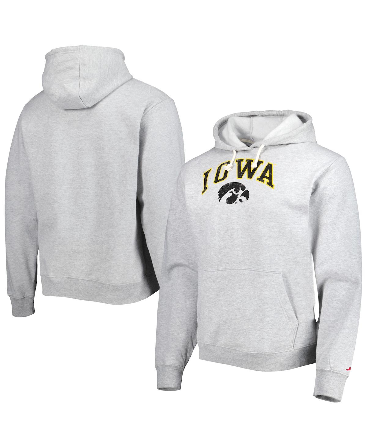 Shop League Collegiate Wear Men's  Heather Gray Iowa Hawkeyes Arch Essential Fleece Pullover Hoodie