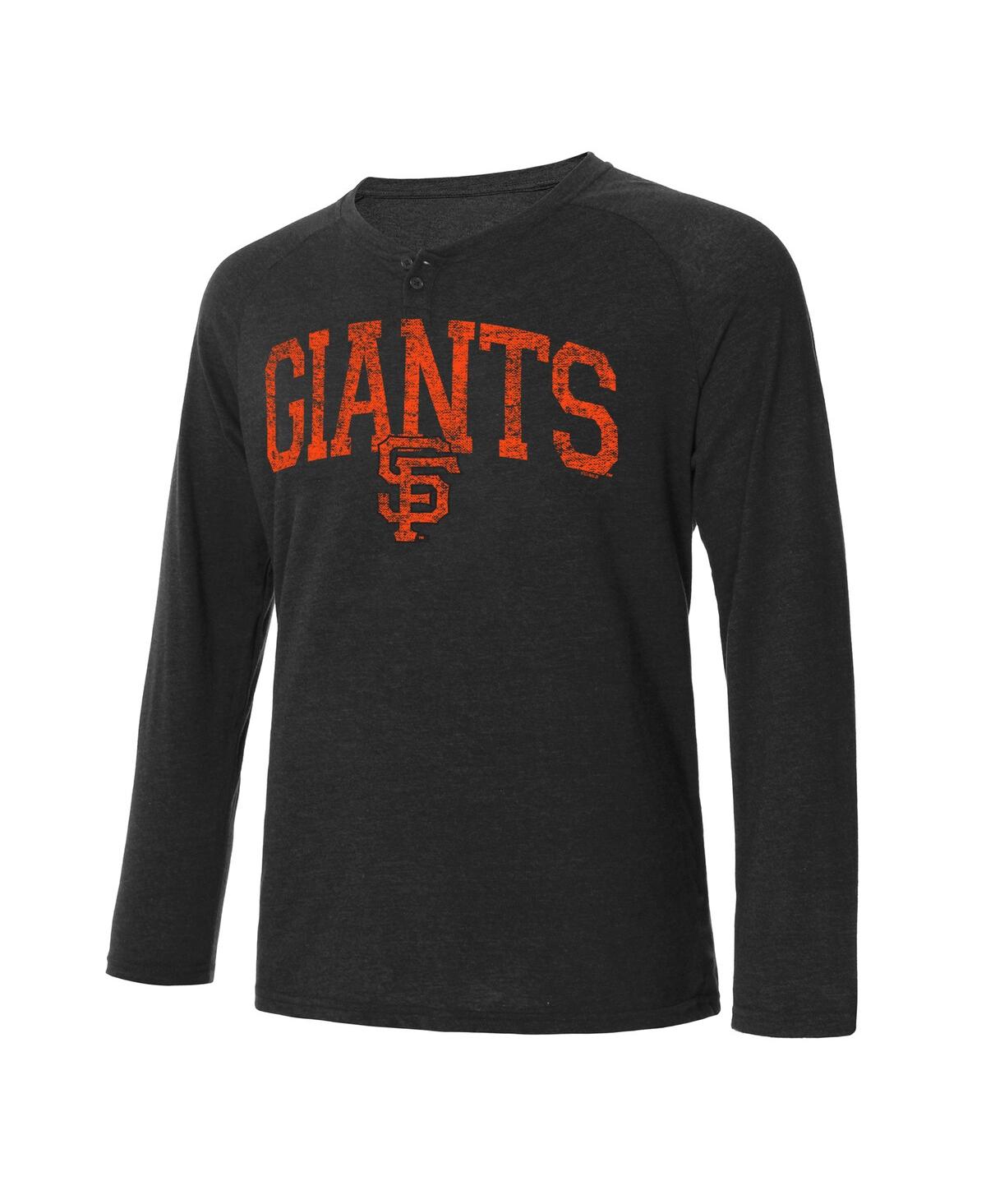 Concepts Sport Men's  Black San Francisco Giants Inertia Raglan Long Sleeve Henley T-shirt