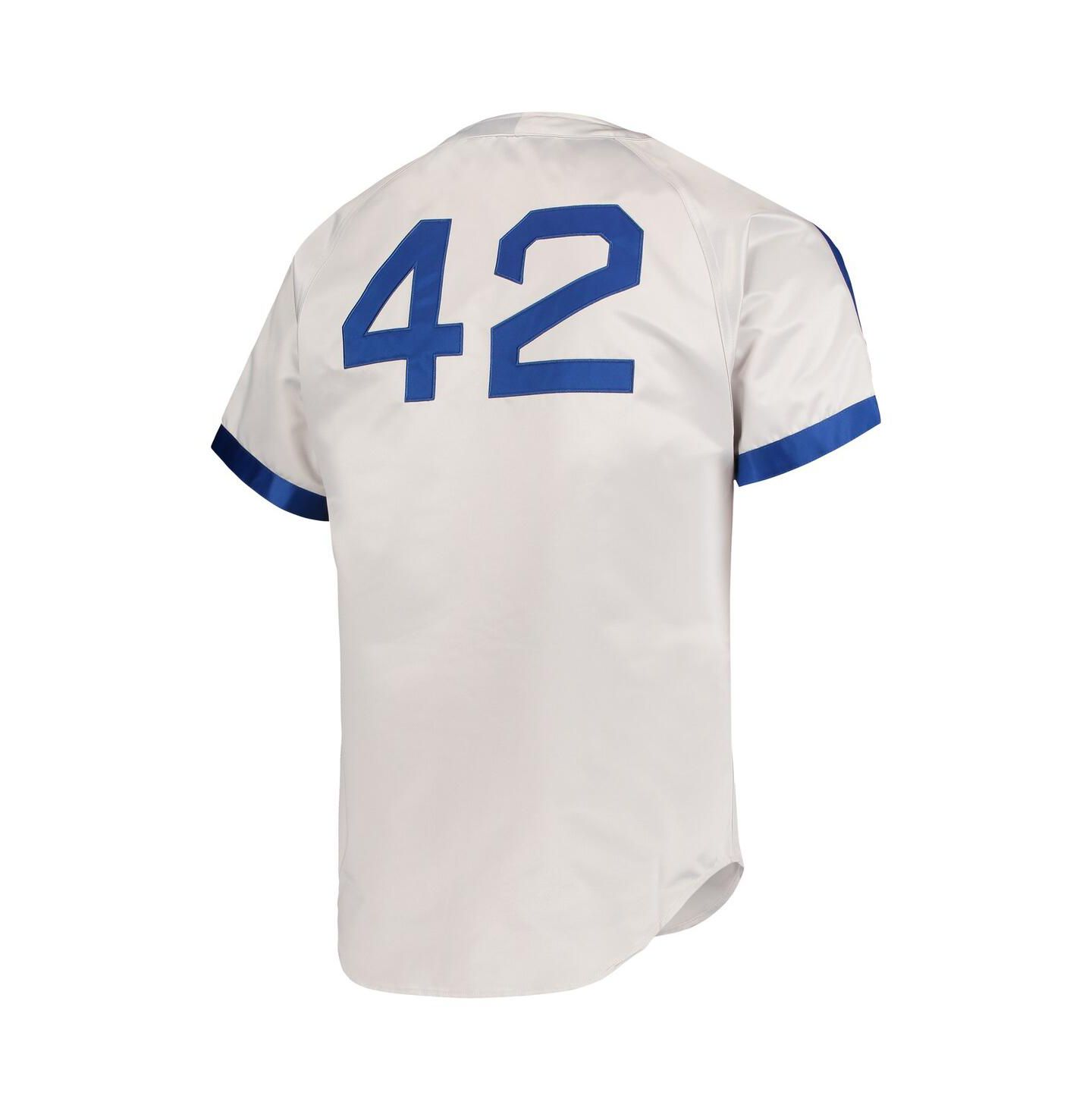 Мужской топ Mitchell & Ness Jackie Robinson Gray Brooklyn Dodgers Cooperstown Collection Authentic Jersey — фото 2
