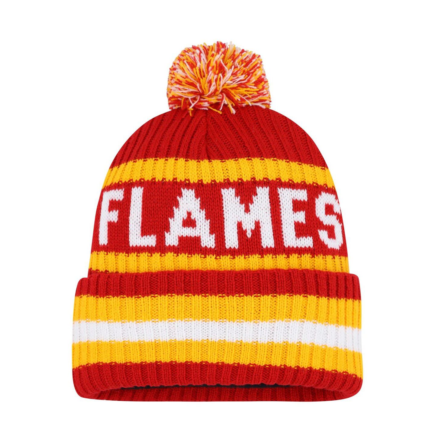 Мужская шапка '47 Brand Red Calgary Flames Bering Cuffed Knit Hat with Pom — фото 2