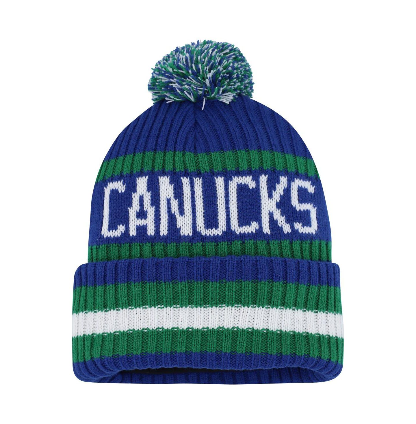 Мужская шапка '47 Brand Blue Vancouver Canucks Bering Cuffed Knit Hat with Pom — фото 2