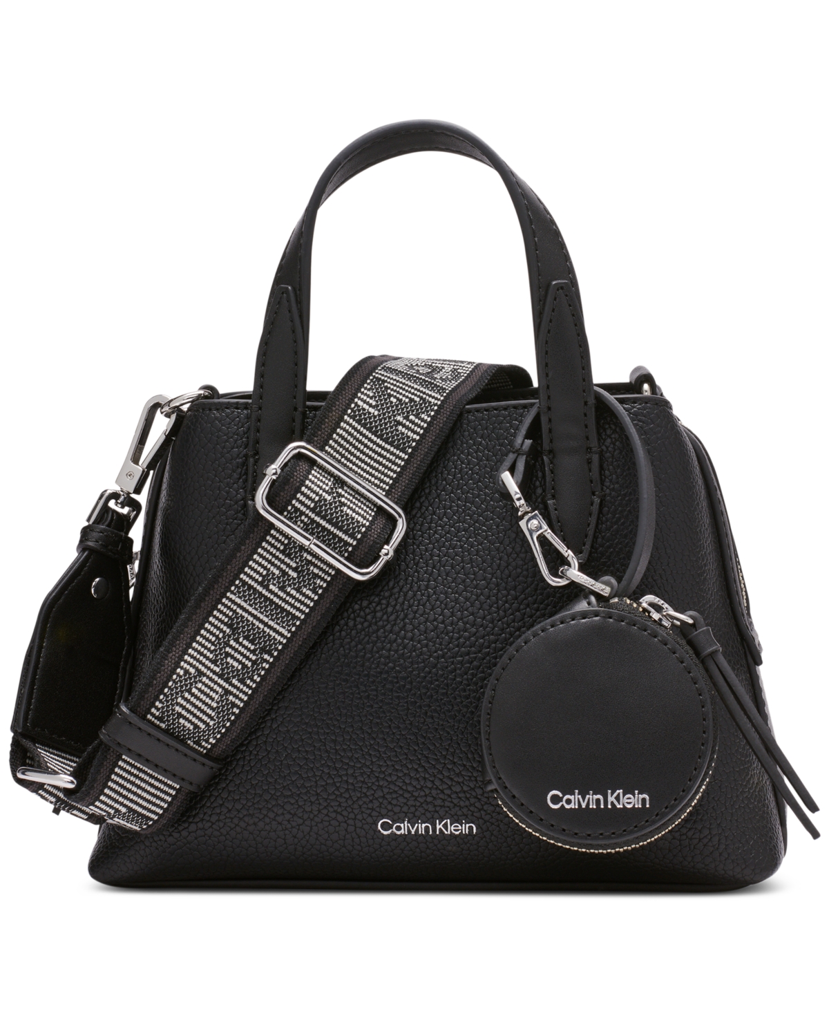 Calvin Klein Millie Small Faux Leather Crossbody In Black,silver