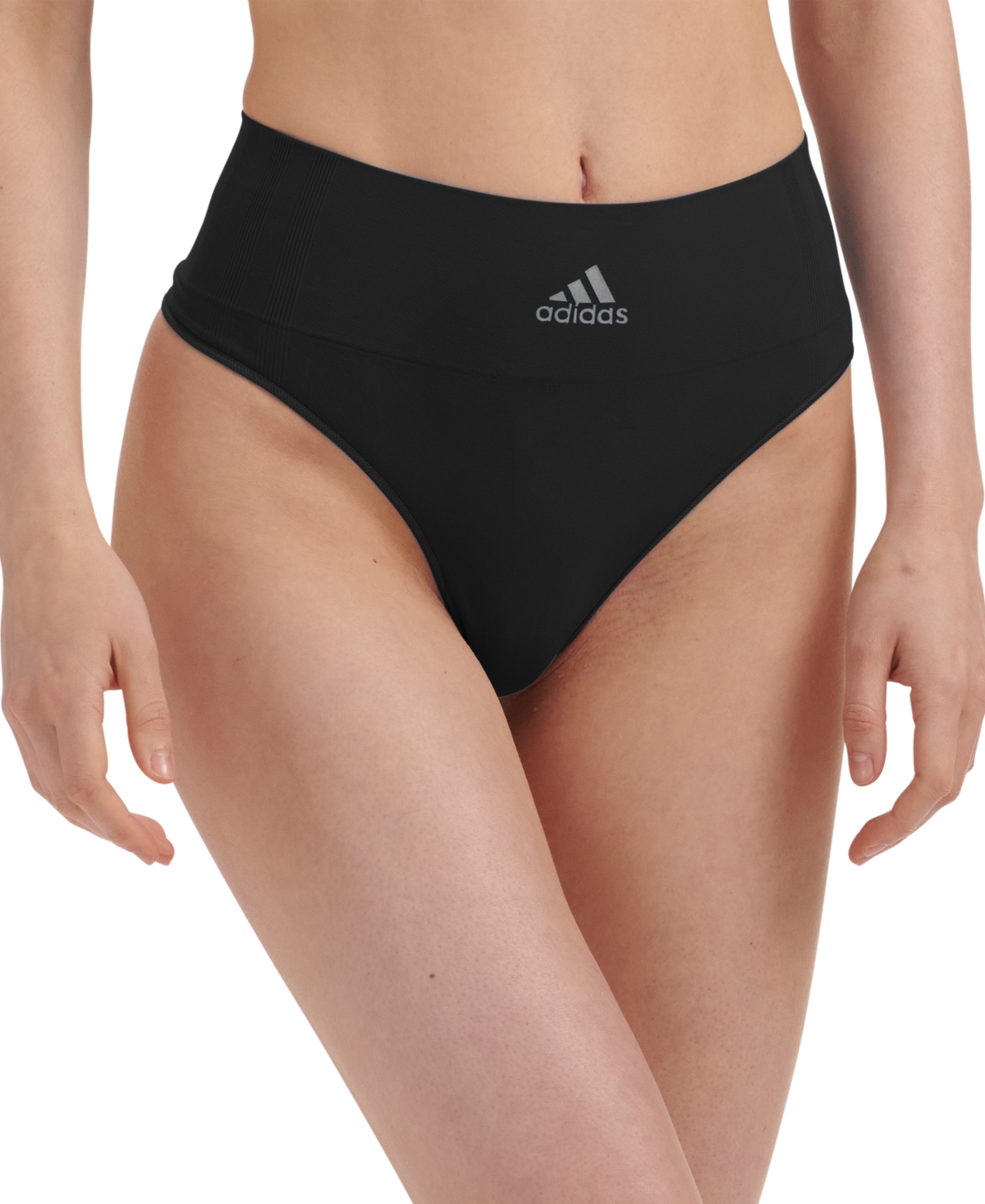 Shop Adidas Originals Intimates Women's Active Seamless Micro Stretch High Waist Thong Underwear 4a1h01 In Black