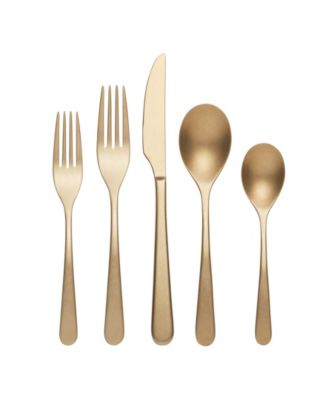 Kenbrook Champagne Tumbled 20 Piece Everyday Flatware Set, Service For 4