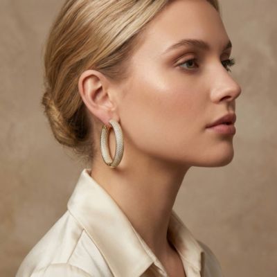 Brilliant Sterling Silver CZ Pave Statement Hoop Earrings