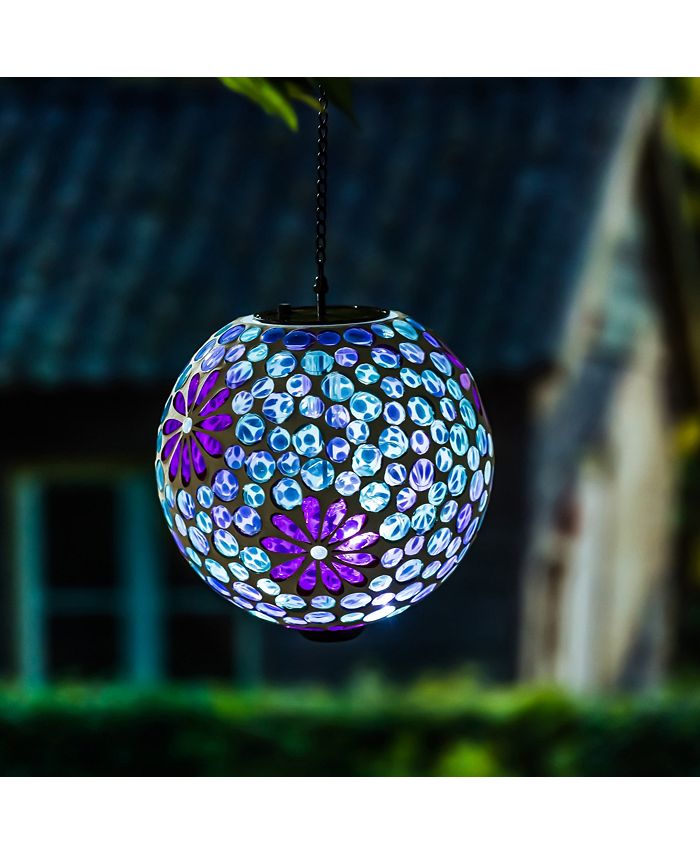Evergreen 8" Solar Hanging Mosaic Gazing Ball, Pink Daisies Macy's
