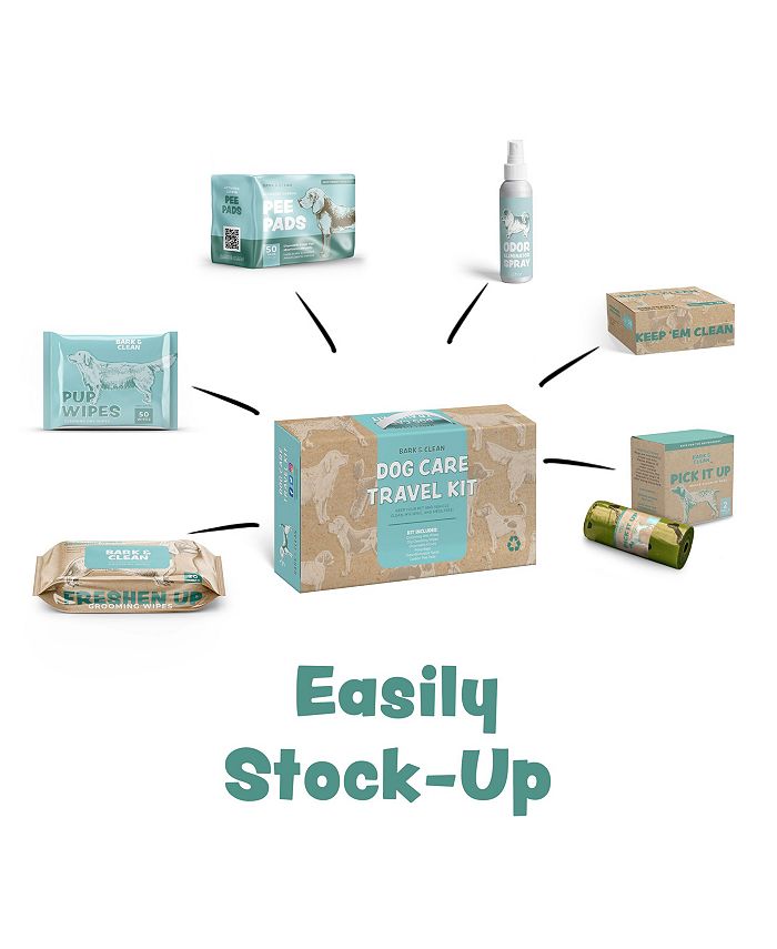 Bark & Clean 6Piece Dog Care Travel Kit Restock Set, Pet Cleanliness