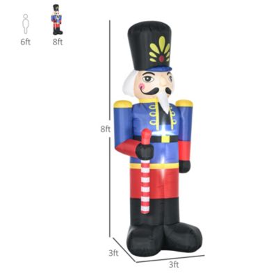 Colorful 8ft Inflatable Nutcracker Soldier with Scepter LED Outdoor Yard