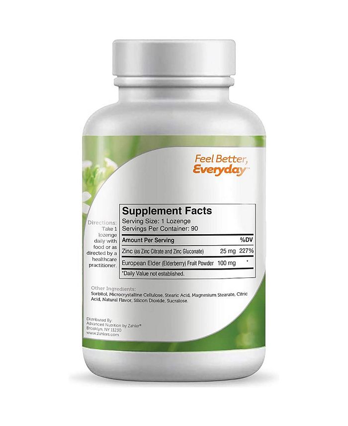 Zahler Zinc Lozenges with Elderberry, Antioxidant Supplement 90