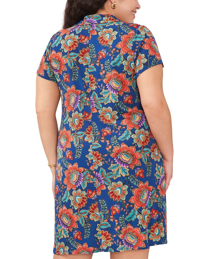 MSK Women's Printed Polo Zip Shift Dress - Macy's