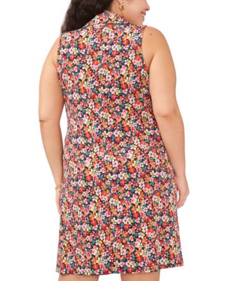 MSK Plus Size Printed Sleeveless Shirtdress