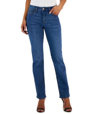 Anne Klein - Women's Front-Fly Straight-Leg Jeans