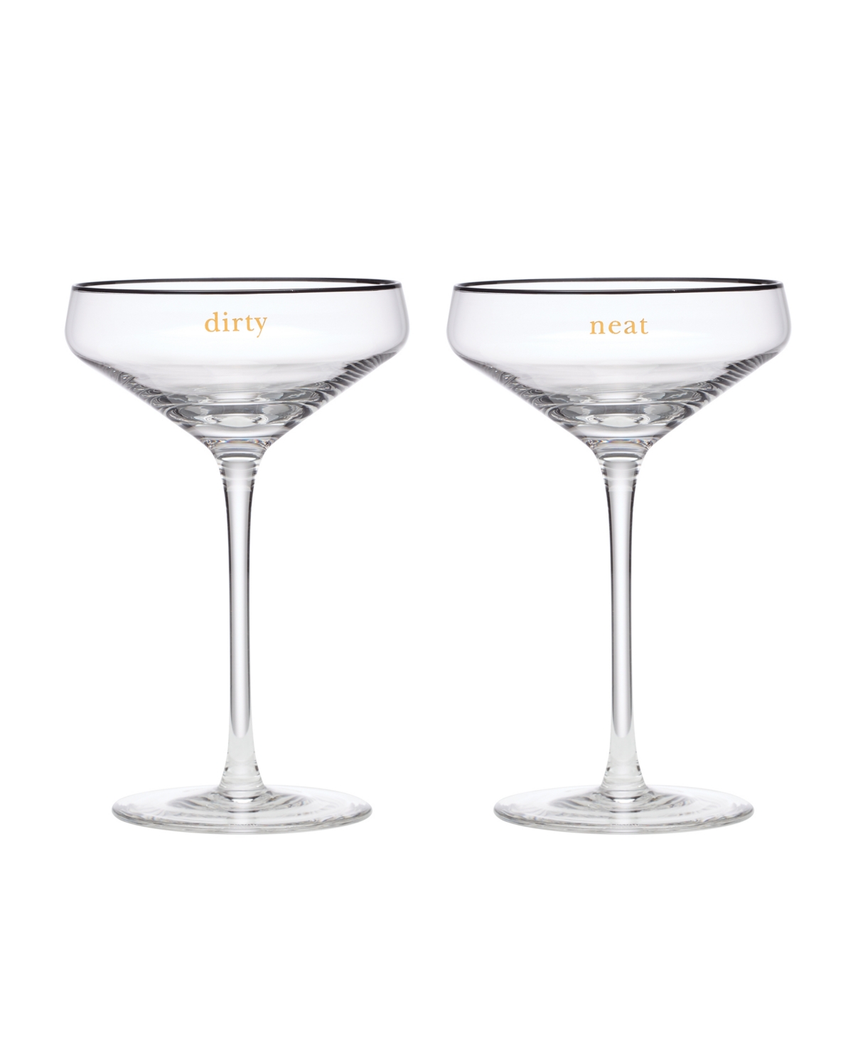 Kate Spade Cheers To Us Dirty & Neat Martini Glasses 2-piece Set In Clear