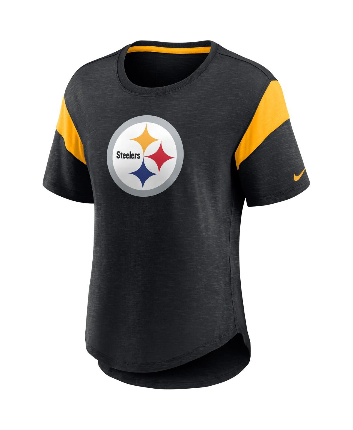 Nike Heather Black Pittsburgh Steelers Primary Logo Fashion Top In Heather Black