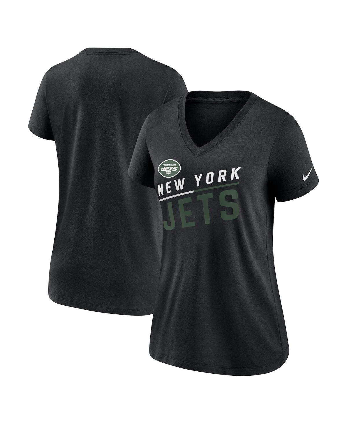 Shop Nike Women's  Black New York Jets Slant Logo Tri-blend V-neck T-shirt