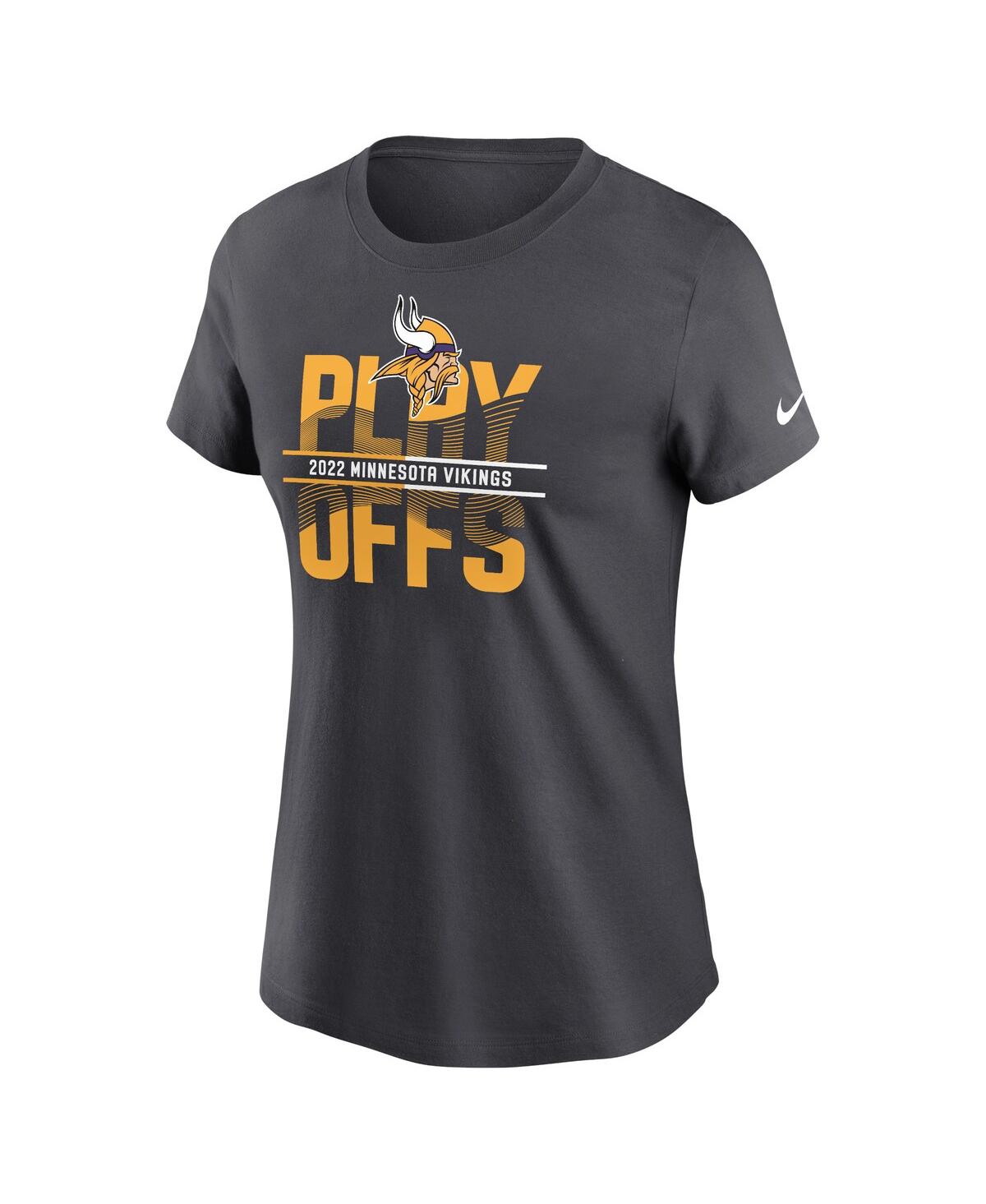 Shop Nike Women's  Gray Minnesota Vikings 2022 Nfl Playoffs Iconic T-shirt