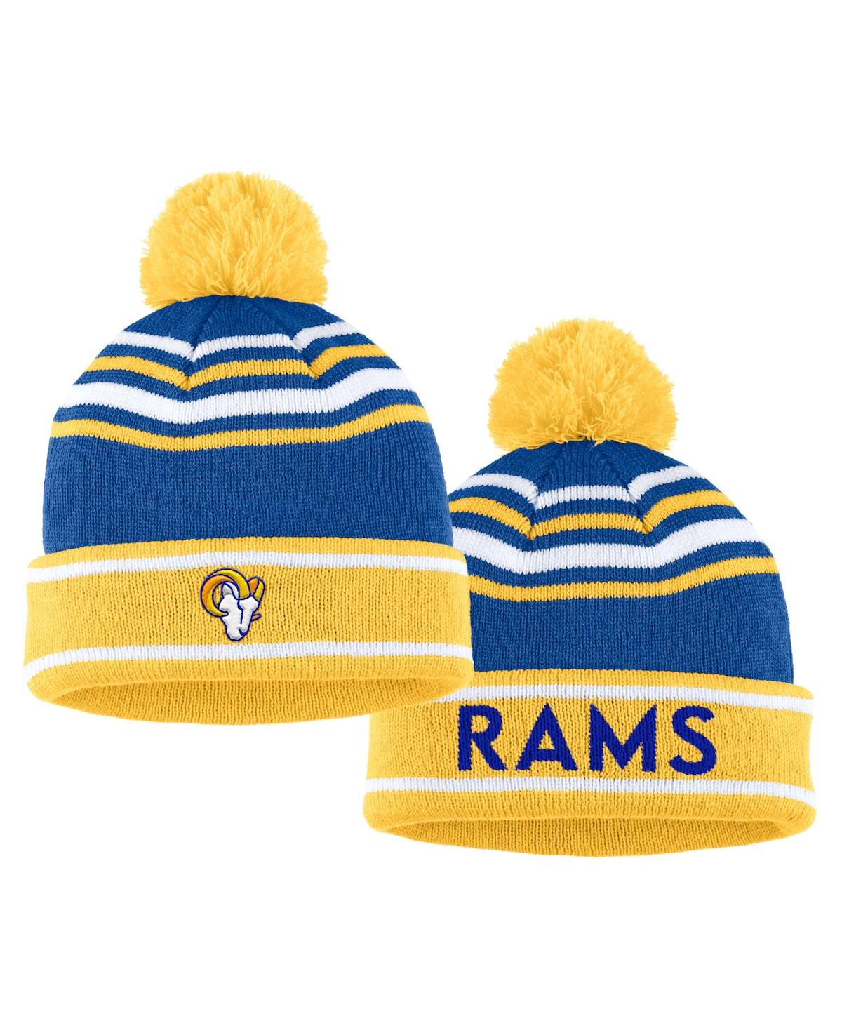 Shop Wear By Erin Andrews Women's  Royal Los Angeles Rams Colorblock Cuffed Knit Hat With Pom And Scarf Se
