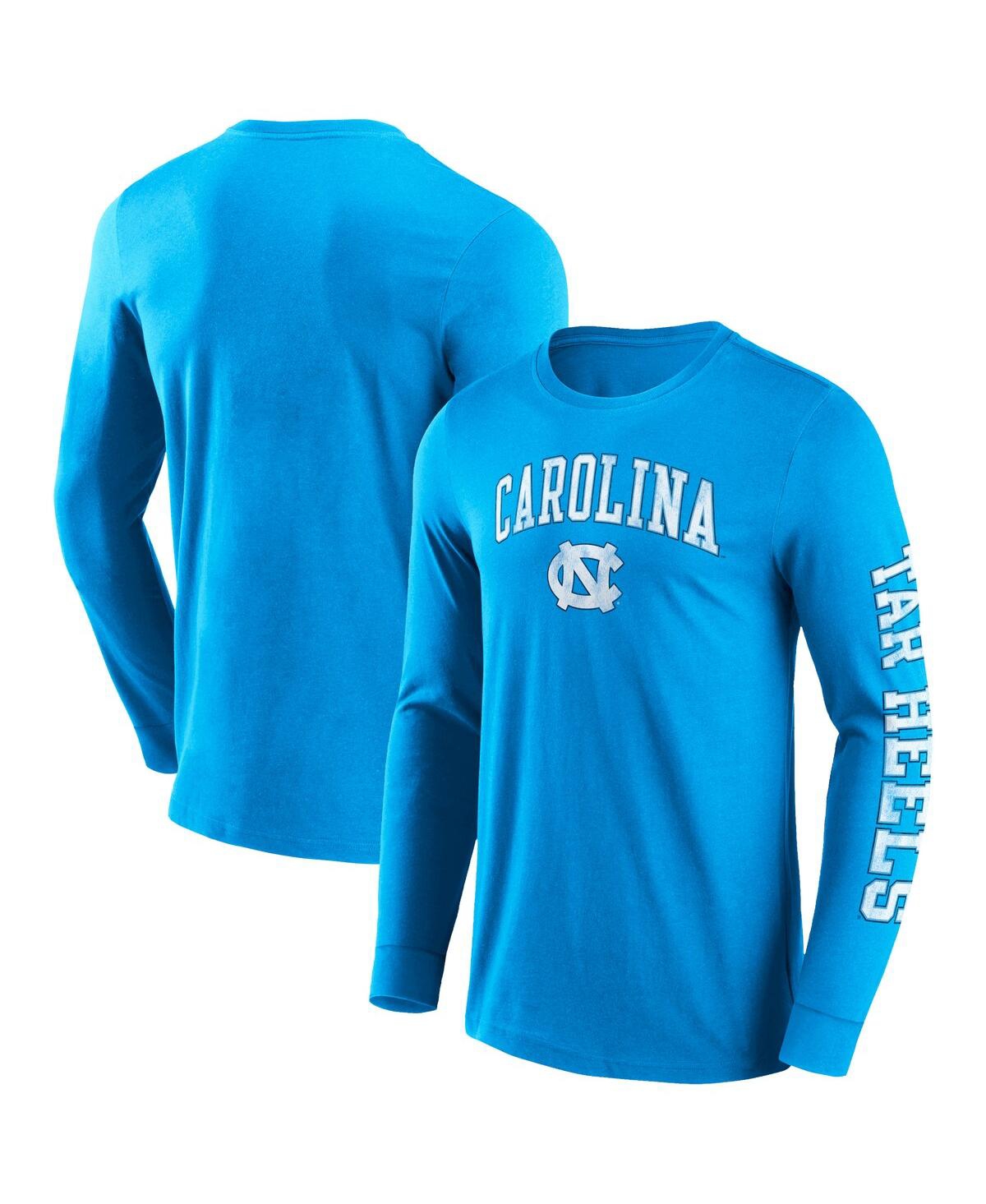 Fanatics Men's  Carolina Blue North Carolina Tar Heels Distressed Arch Over Logo 2.0 Long Sleeve T-sh
