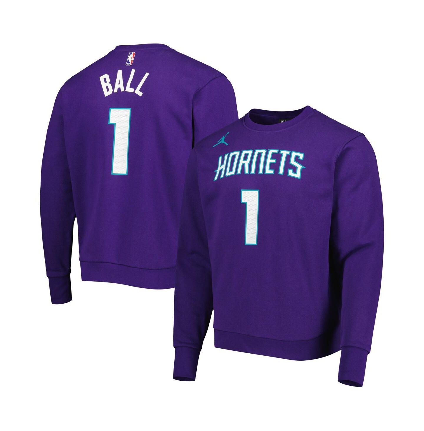 Мужская толстовка Jordan LaMelo Ball Purple Charlotte Hornets Statement Name and Number Pullover — фото 4