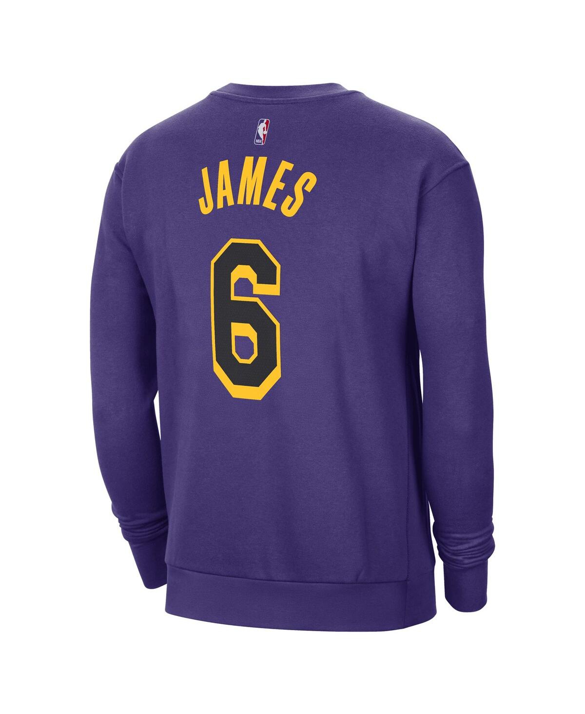 Shop Jordan Men's  Lebron James Purple Los Angeles Lakers Statement Name And Number Pullover Sweatshirt