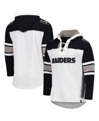 Men's Las Vegas Raiders Heather Gray Gridiron Lace-Up Pullover Hoodie