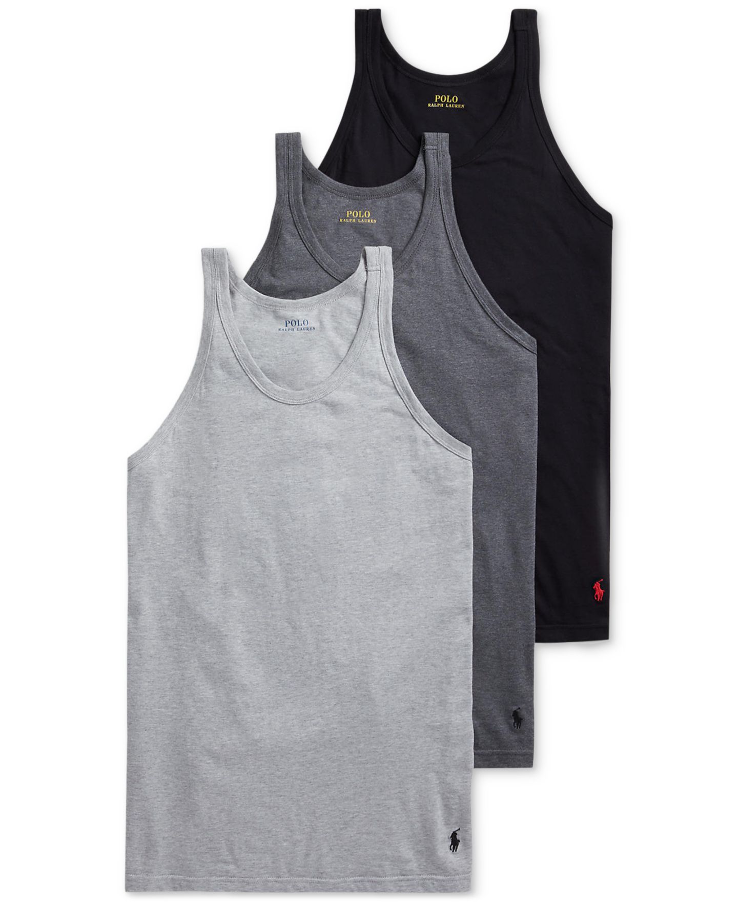 Мужские топы Polo Ralph Lauren 3-Pack Slim Fit Classic Undershirts, цвет: Чёрный — фото 1