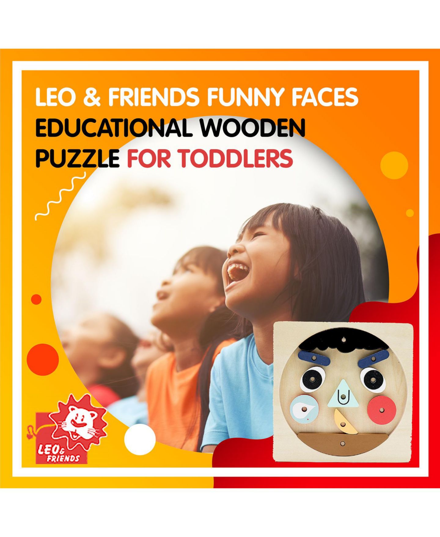 Детский пазл Leo & Friends Funny Faces 10-Piece Mix-and-Match Puzzle, Ages 3+ — фото 2