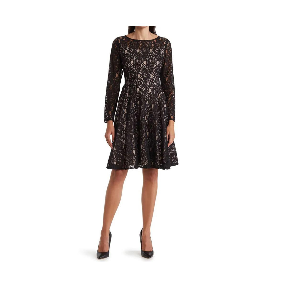 FOCUS BY SHANI FIT AND FLARE LACE DRESS