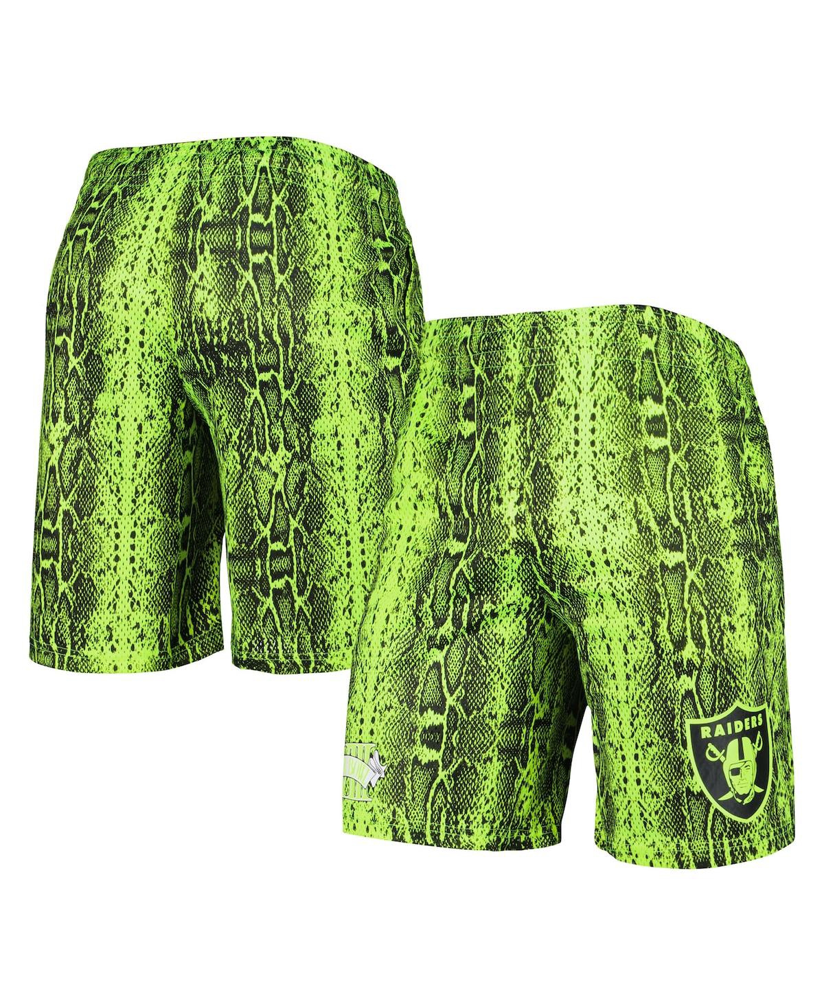 NEW ERA MEN'S NEW ERA NEON GREEN LAS VEGAS RAIDERS SUMMER POP SHORTS 