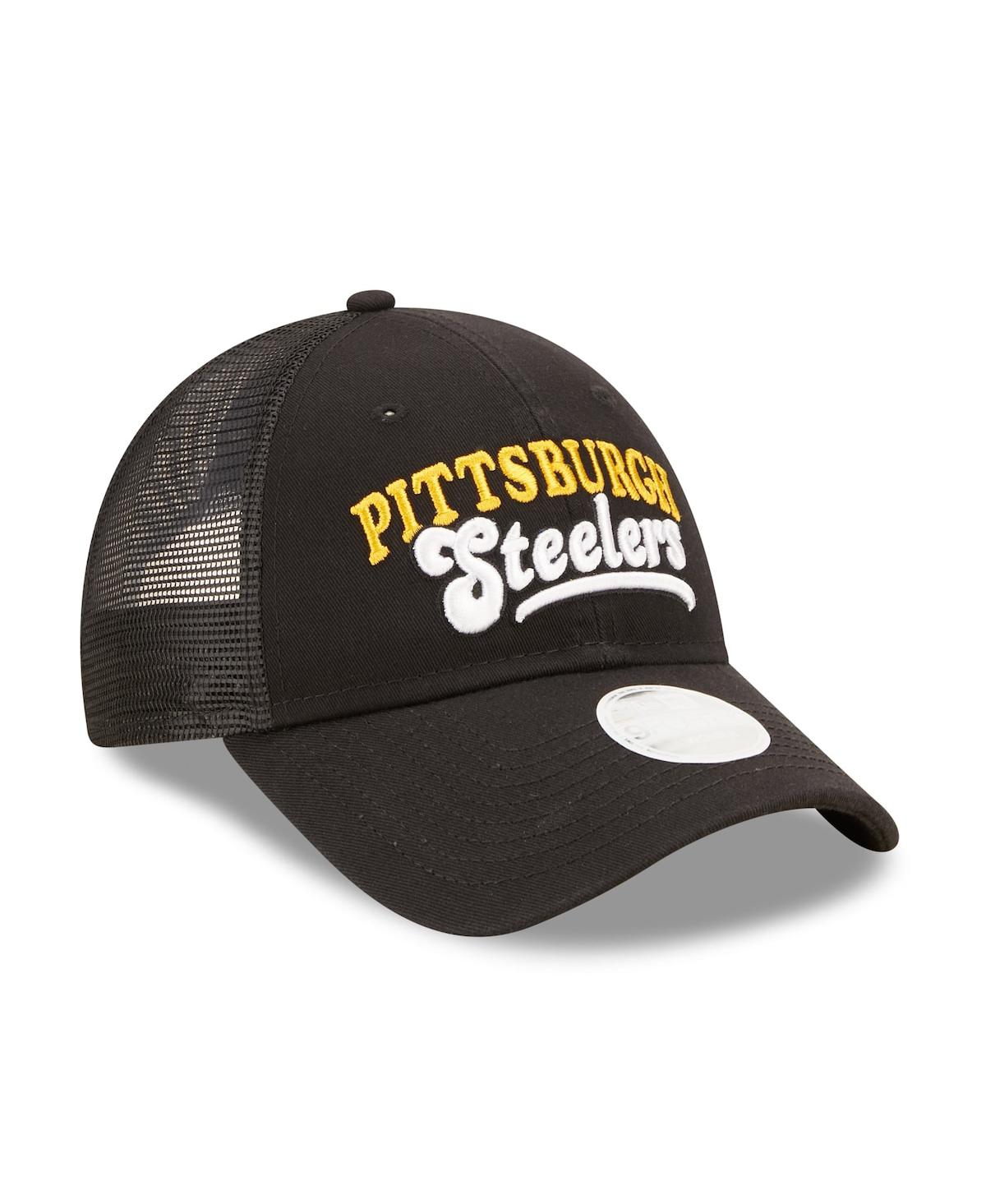 Shop New Era Women's  Black Pittsburgh Steelers Team Trucker 9forty Snapback Hat