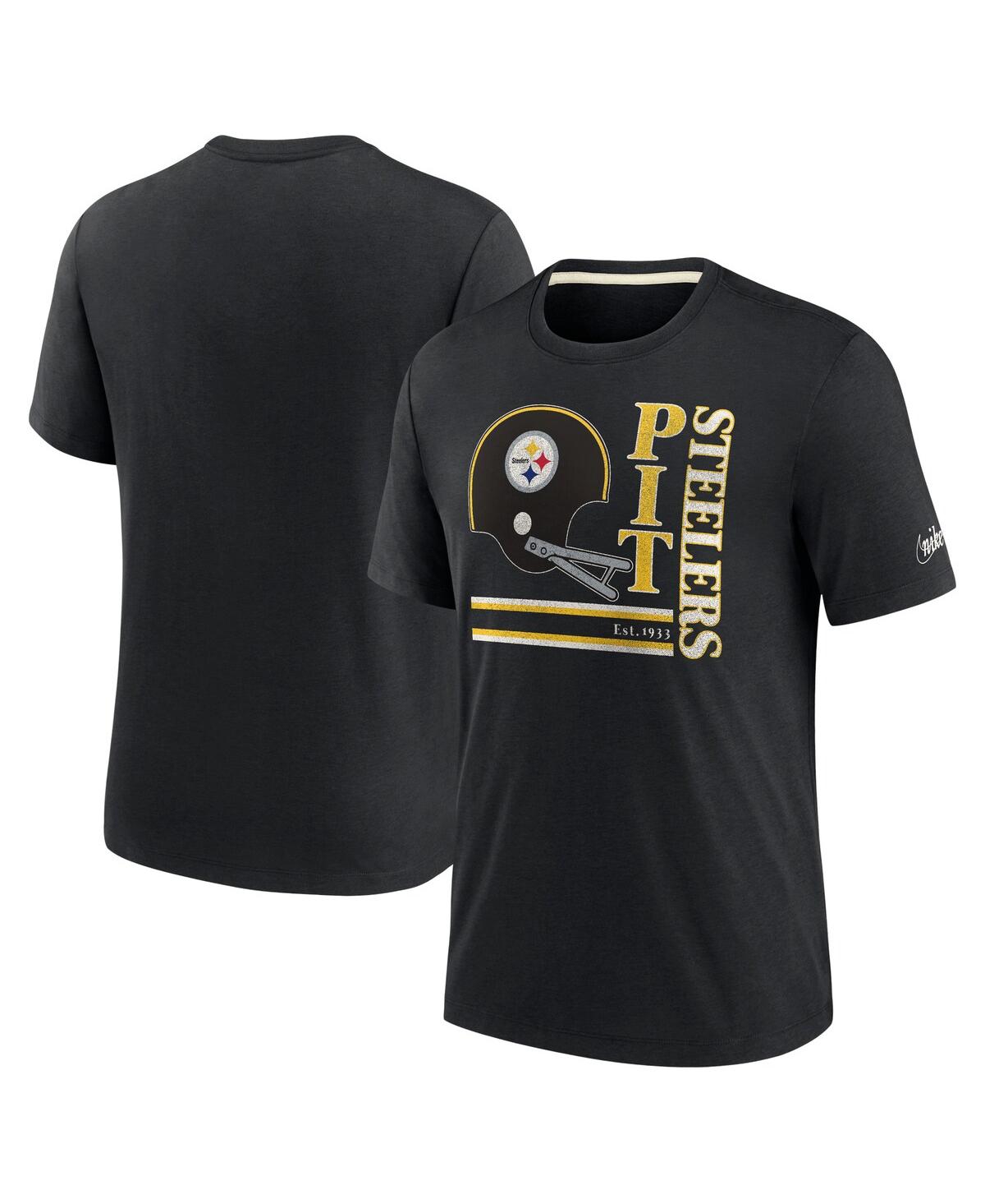Men's NikePittsburgh Steelers Wordmark Logo Tri-Blend T-shirt - Black