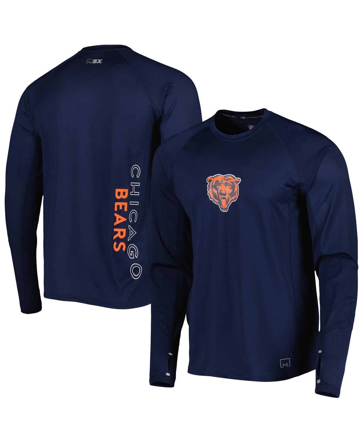Shop Msx By Michael Strahan Men's  Navy Chicago Bears Interval Long Sleeve Raglan T-shirt