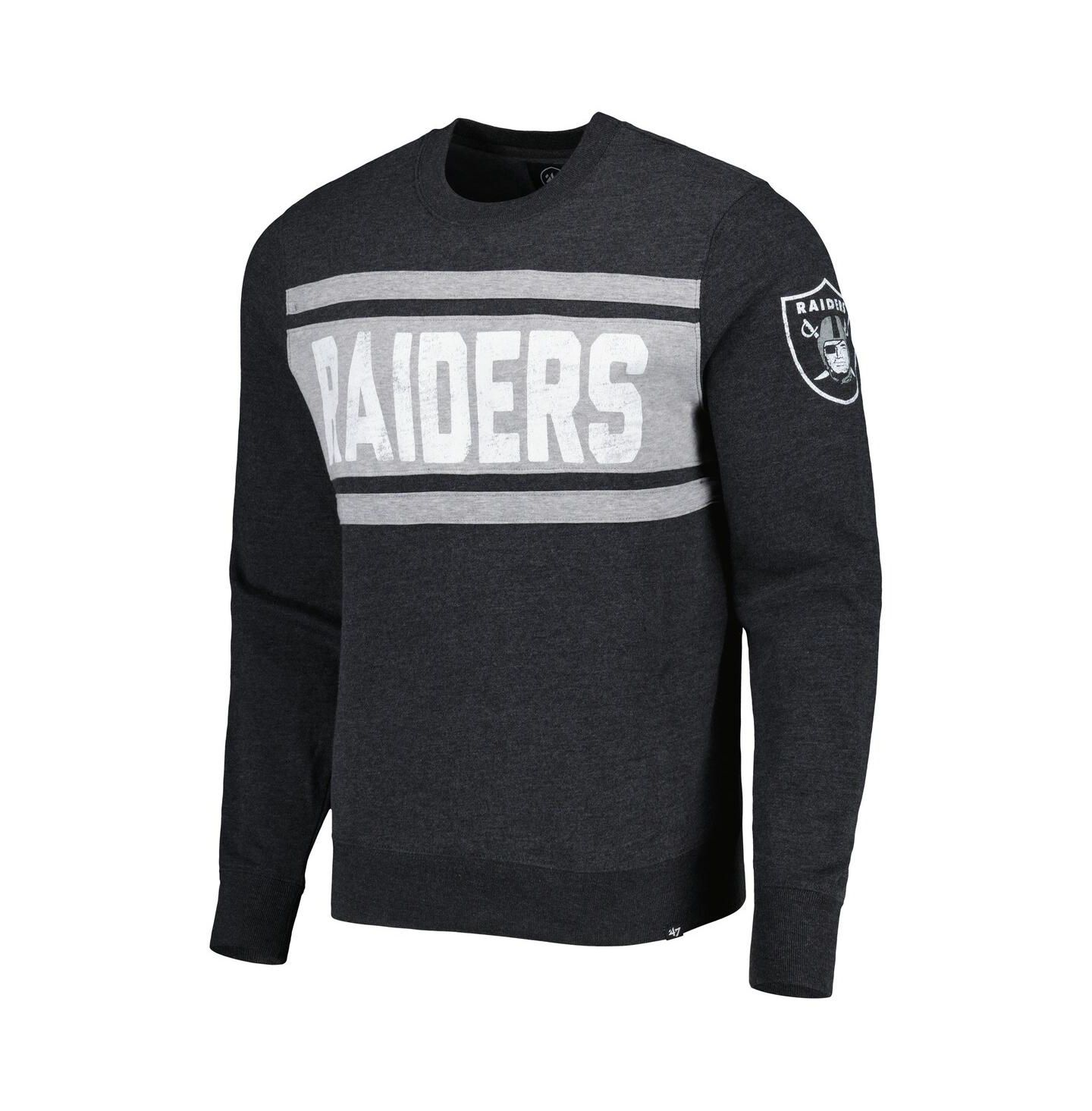 Мужская толстовка '47 Brand Heathered Black Las Vegas Raiders Bypass Tribeca Pullover — фото 3
